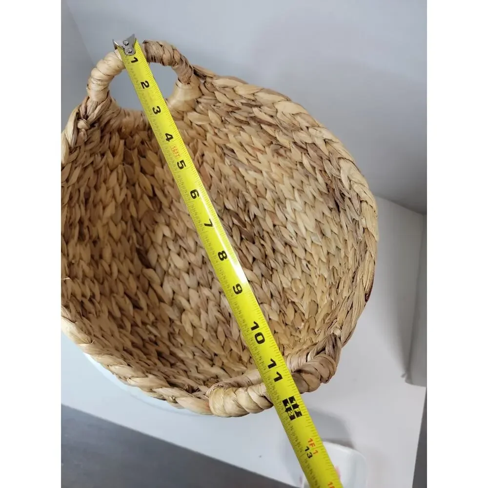 Natural Woven Basket, Round With Handles And Flat Bottom For Home Decor /storage